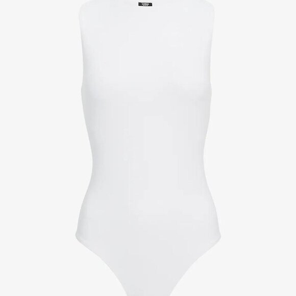 Express Body Contour High Compression High Neck Bodysuit White Size Medium - Picture 4 of 4